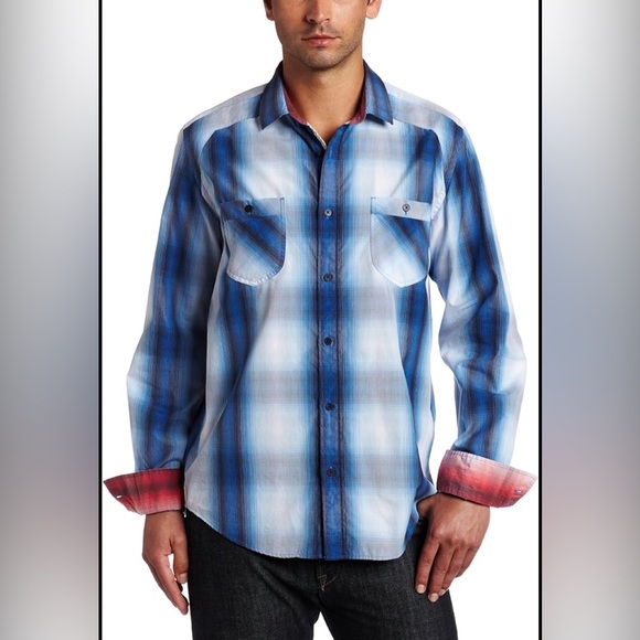 Ted Baker shirt Men's 3 Craizee Plaid Button-Front Shirt in Blue plaid‎ - Picture 1 of 12
